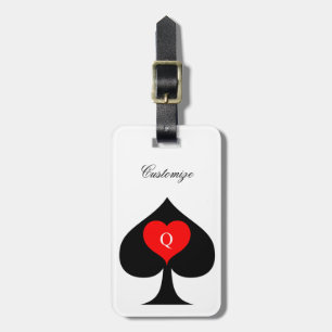 Svart drottning av Spades Red Heart Thunder_Cove Bagagebricka