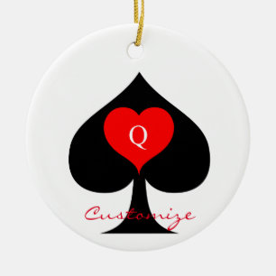 Svart drottning av Spades Red Heart Thunder_Cove Julgransprydnad Keramik