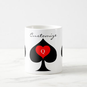 Svart drottning av Spades Red Heart Thunder_Cove Kaffemugg