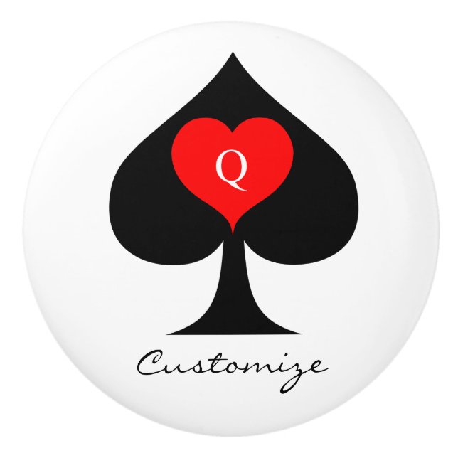 Svart drottning av Spades Red Heart Thunder_Cove Knopp (Framsidan)