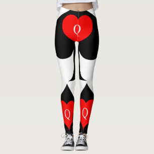 Svart drottning av Spades Red Heart Thunder_Cove Leggings