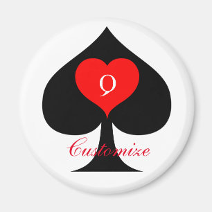 Svart drottning av Spades Red Heart Thunder_Cove Magnet