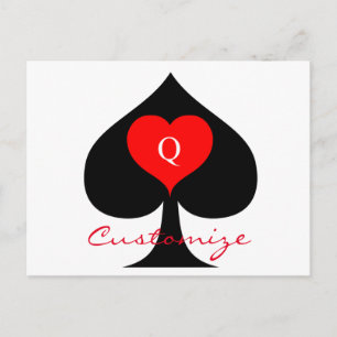 Svart drottning av Spades Red Heart Thunder_Cove Vykort