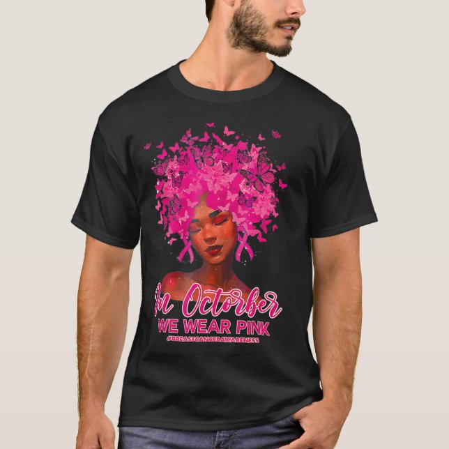 Svart drottning Breast Cancer i oktober Vi Bäras R T Shirt (Framsida)