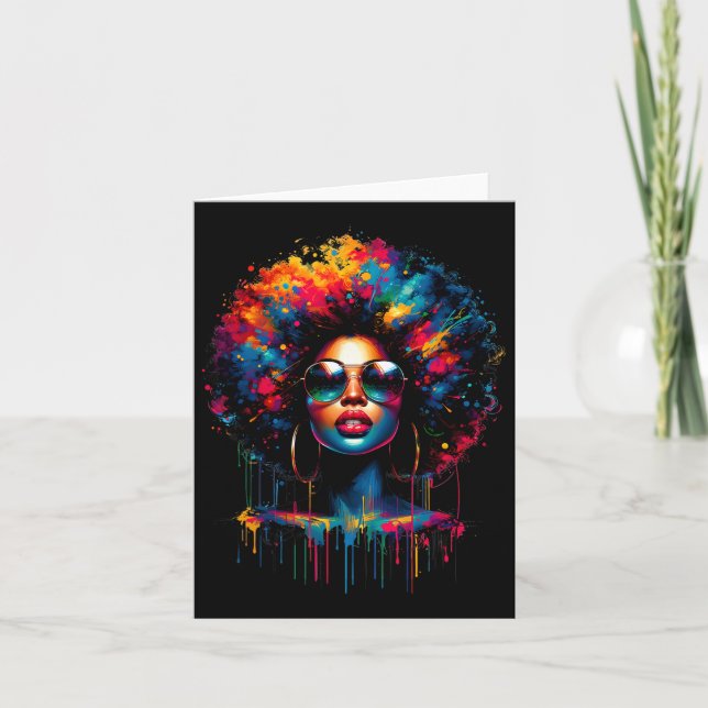 Svart Drottning Droppande Afro Melanin Juneteenth  Kort (Framsida)