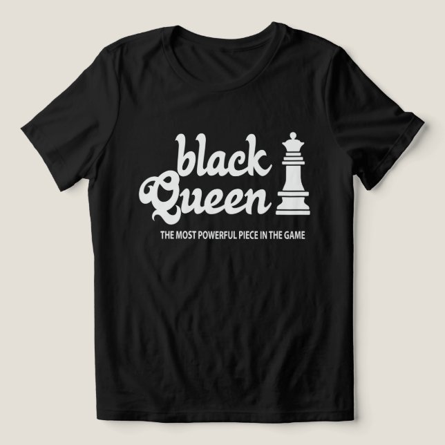 Svart Drottning Kraft T-Shirt – Regera Brädet (Design Framsida)