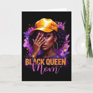 Svart drottning mamma glad mors dag afro afrikansk kort