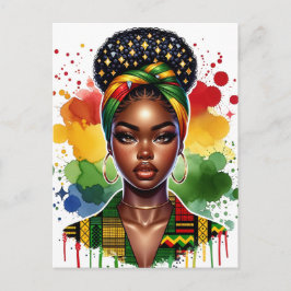 Svart drottning Melanin Woman HBCU Grad Sista Helg Vykort