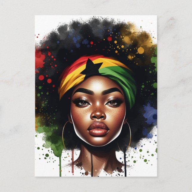 Svart drottning Melanin Woman HBCU Grad Sista Vykort (Framsida)