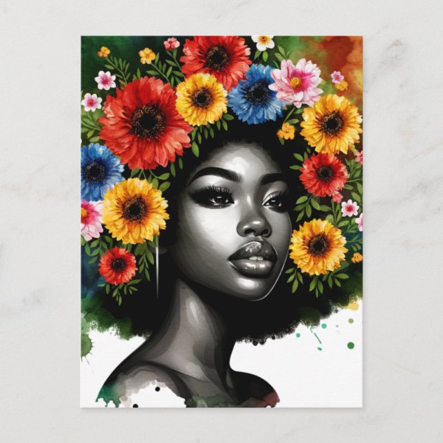 Svart drottning Melanin Woman HBCU Grad Sista Vykort (Framsida)