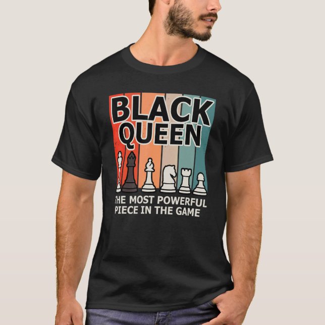 Svart drottning Mest mäktiga afrikanska schack Ame T Shirt (Framsida)