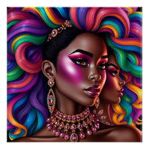 Svart drottning pastell regnbåge melanin syster