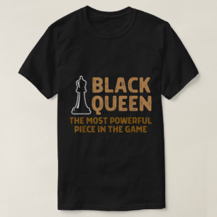 Svart Drottning Schack Kraftfullt Pjäsdesign T Shirt
