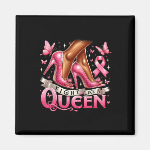 Svart drottning Woman Fight as a Queen Breast Canc Magnet