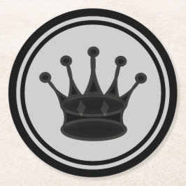 Svart drottningschack underlägg papper rund