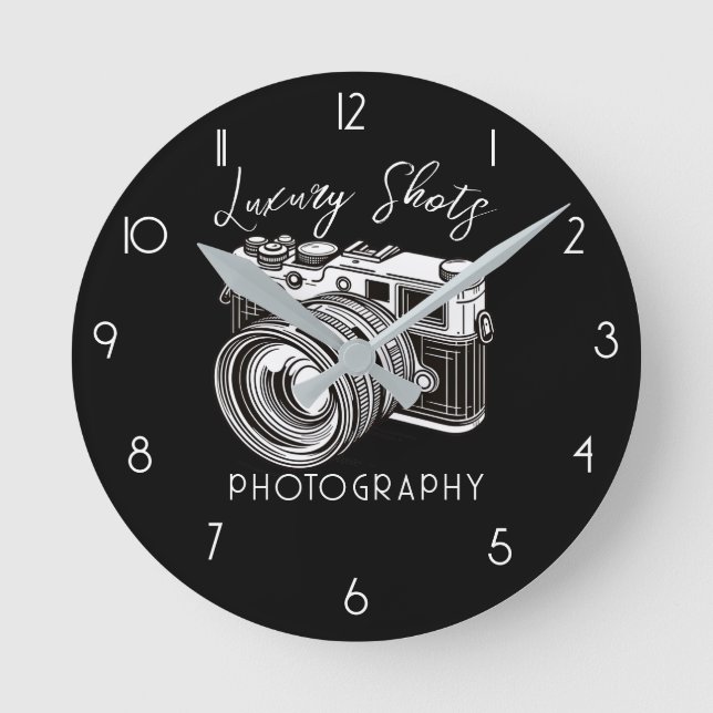 Svart DSLR-kamera Fotograf Fotografi  Rund Klocka (Framsida)