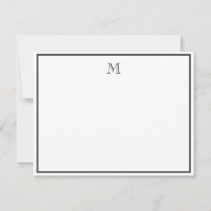 Svart dubbelkant vintage monogram anteckningskort