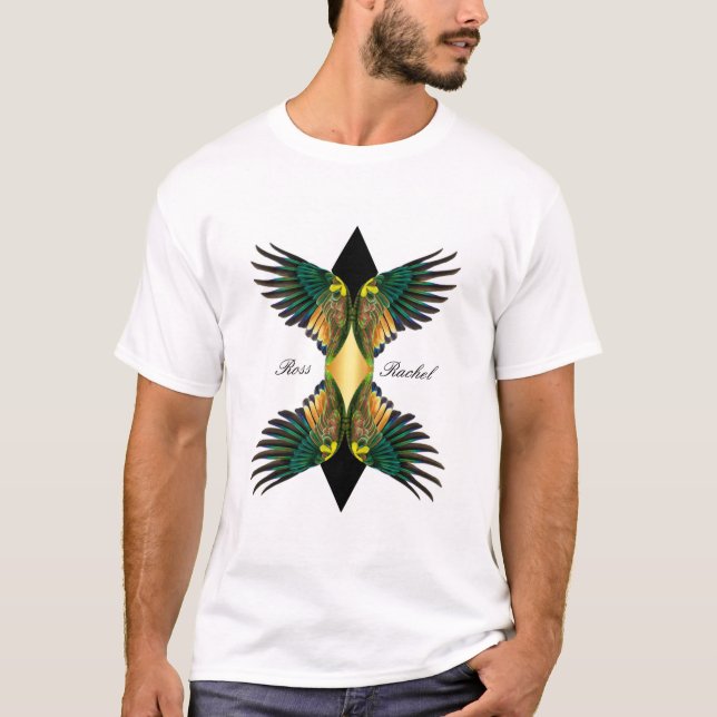 Svart Dubbla, Vingar Diamant Design T Shirt (Framsida)