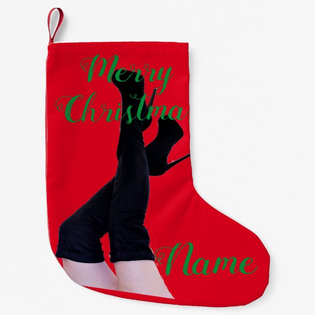 Svart duk, lårhögt, tunn_kur liten julstrumpa (Framsidan)