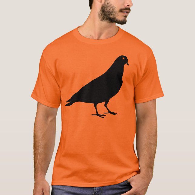 Svart duvafågeltryck tee shirt (Framsida)