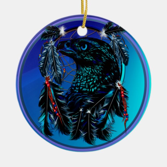 Svart Eagle_Dreamcatcher-Ornament Julgransprydnad Keramik (Framsidan)