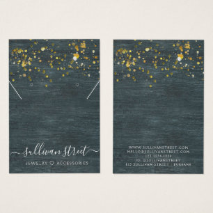 Svart Earrings Necklace Visning Card för Guld Visitkort