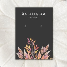 Svart Earthy Löv Juelry Earring Visning Card Visitkort