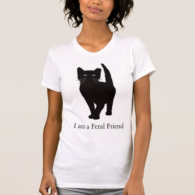 Svart eartipped skjorta för katt T Tee Shirt (Framsida)