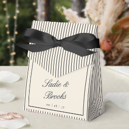 Svart & Ecru Klassisk Randig Bröllop Presentaskar