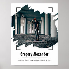 Svart, Edgy Abstrakt, Brushline Photo Studenten Poster