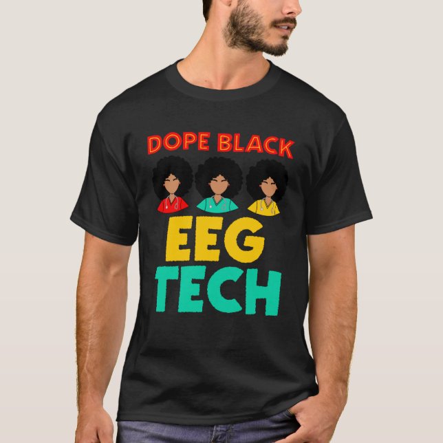 Svart EEG Tech Black History NeuroDiagnostic Techn T Shirt (Framsida)