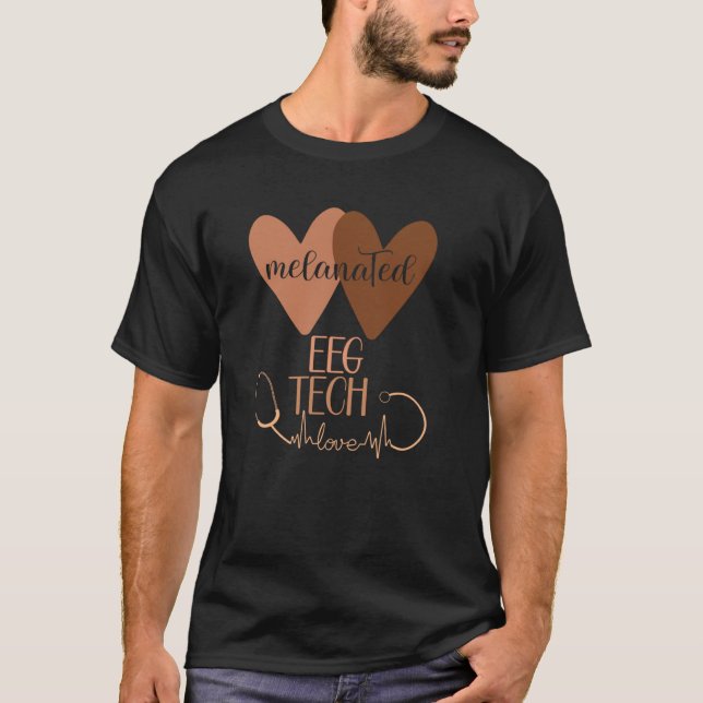 Svart EEG Tech Melanated Black History Neurology T Shirt (Framsida)