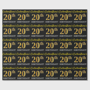 Svart efterföljdguld "20th FÖDELSEDAG ", Presentpapper