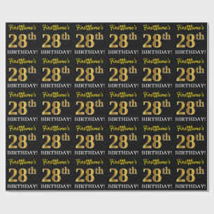 Svart efterföljdguld "28th FÖDELSEDAG ", Presentpapper