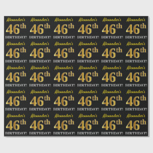 Svart efterföljdguld "46th FÖDELSEDAG ", Presentpapper
