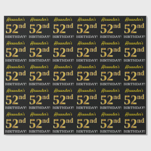 Svart efterföljdguld "52nd FÖDELSEDAG ", Presentpapper