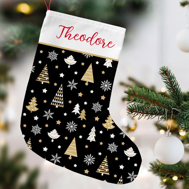 Svart eget namn för Festive Julgran Liten Julstrumpa (Skapare uppladdad)