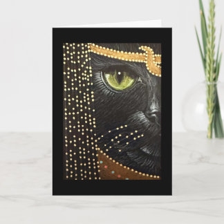 Svart egyptisk katt Halloween-kort Helgkort