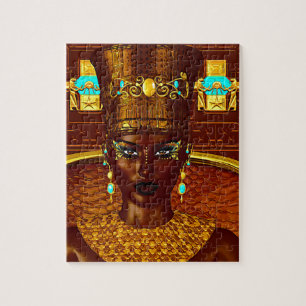 Svart egyptisk princess i vår moderna digitala pussel