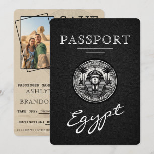 Svart egyptiskt pass Bröllop Spara datumet