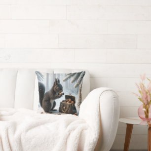 Svart ekorns hakar i lådor kudde