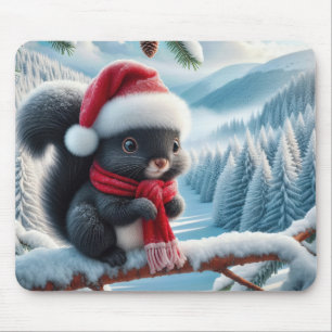 Svart ekorre med Santa Hat Musmatta