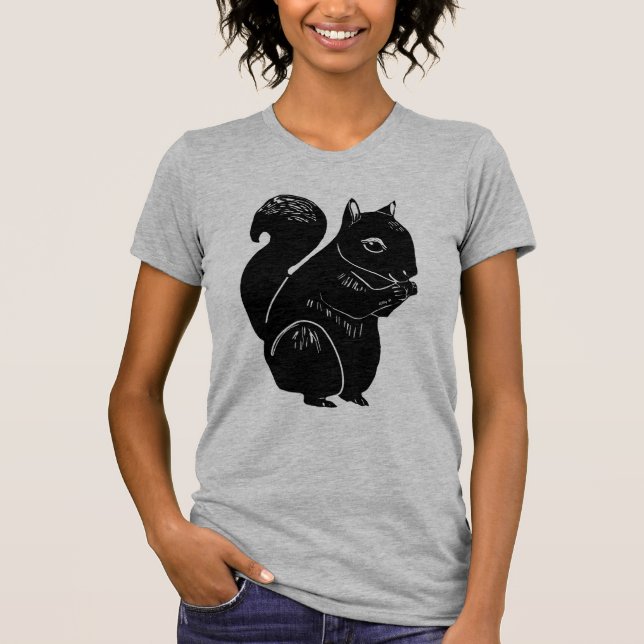 Svart ekorrekvinnor kammar hem nackeT-tröja T Shirt (Framsida)