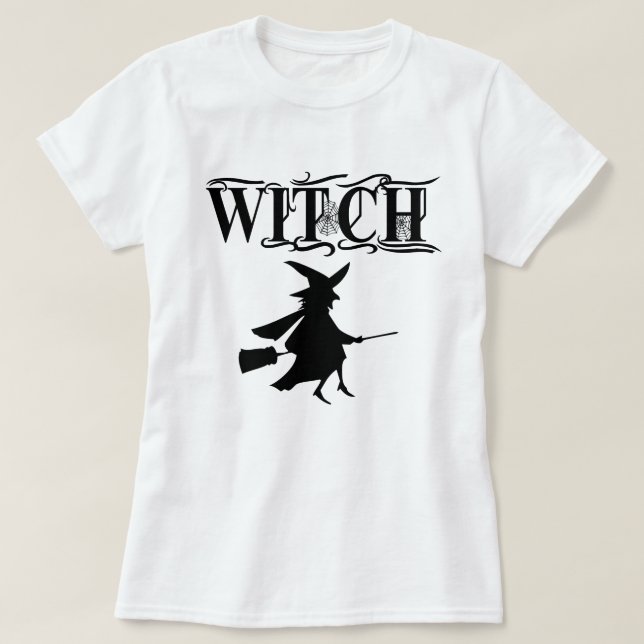 Svart Elak Flygande Häxa Halloween Tröja (Design framsida)