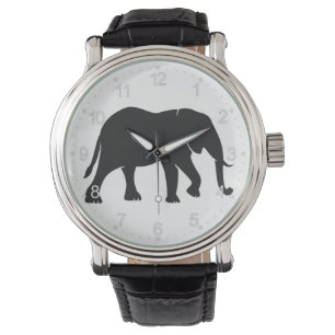 Svart elefant Illustration Animal på Zoo Silhouet Armbandsur