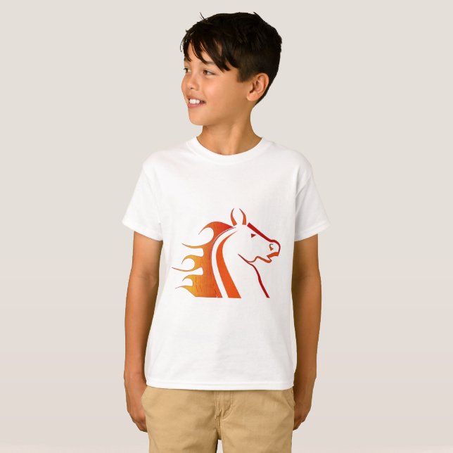 Svart Elefant & Röd Häst T-Shirt (Hel framsida)