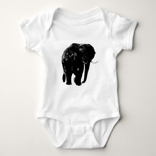 Svart elefantsilhuett t shirt (Framsida)