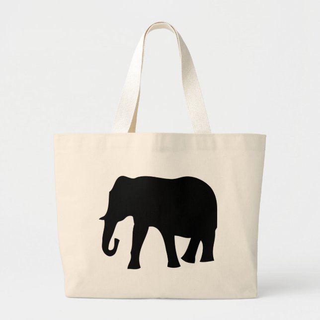 svart elefantsymbol jumbo tygkasse (Framsidan)
