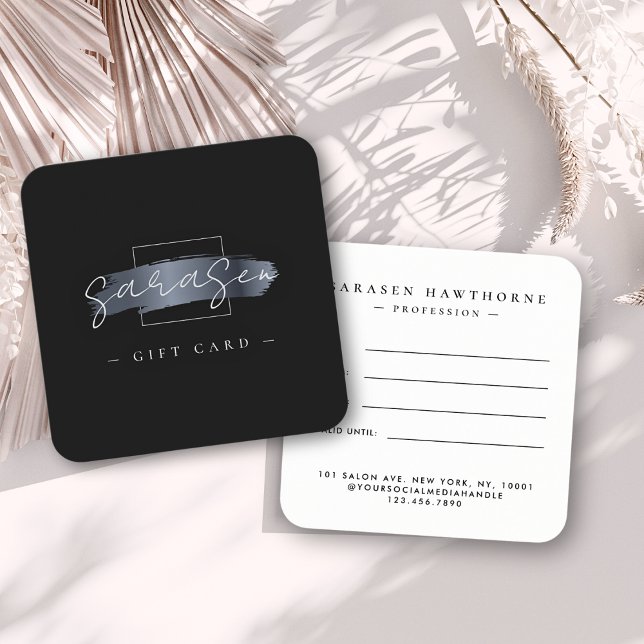 Svart Elegant av  för penseldrag för chic Fyrkantigt Visitkort (Skapare uppladdad)