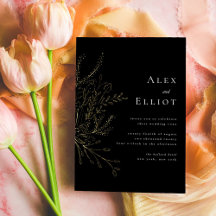 Svart elegant blomsterbukett bröllop guld